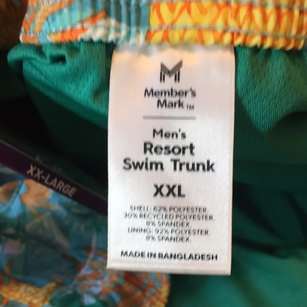 Member’s Mark Tropical Resort Swim Trunks UPF 50 Sun Protection Size XXL NWT